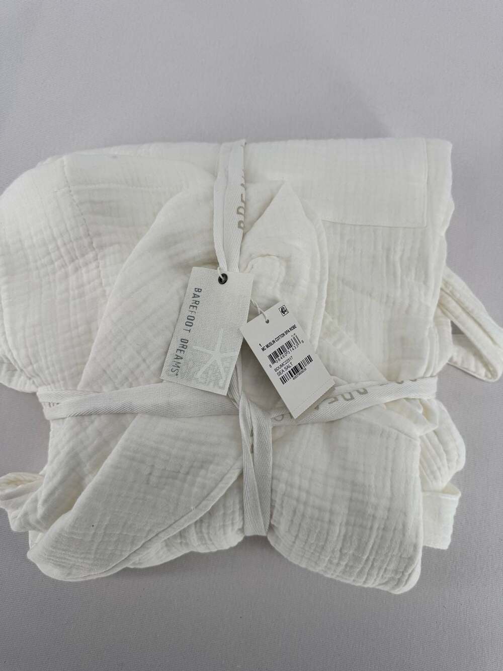 Barefoot Dreams MC Muslin Cotton Spa Robe Sea Salt Size 1